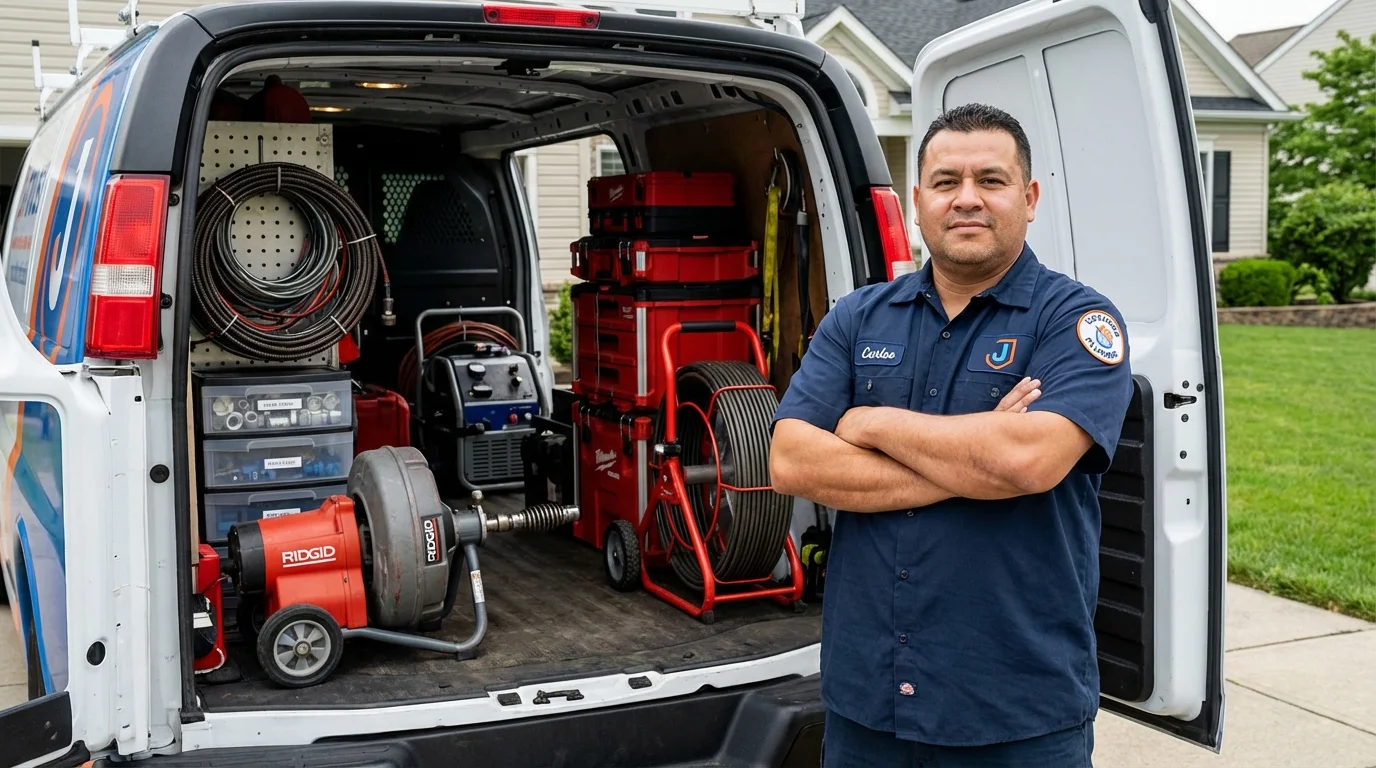 Professional drain cleaning equipment and Johns Plumbing LLC plumber in Williston