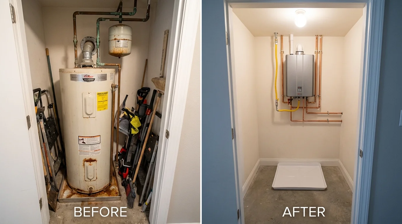 Tank water heater versus wall-mounted tankless unit comparison for Williston, FL homeowners